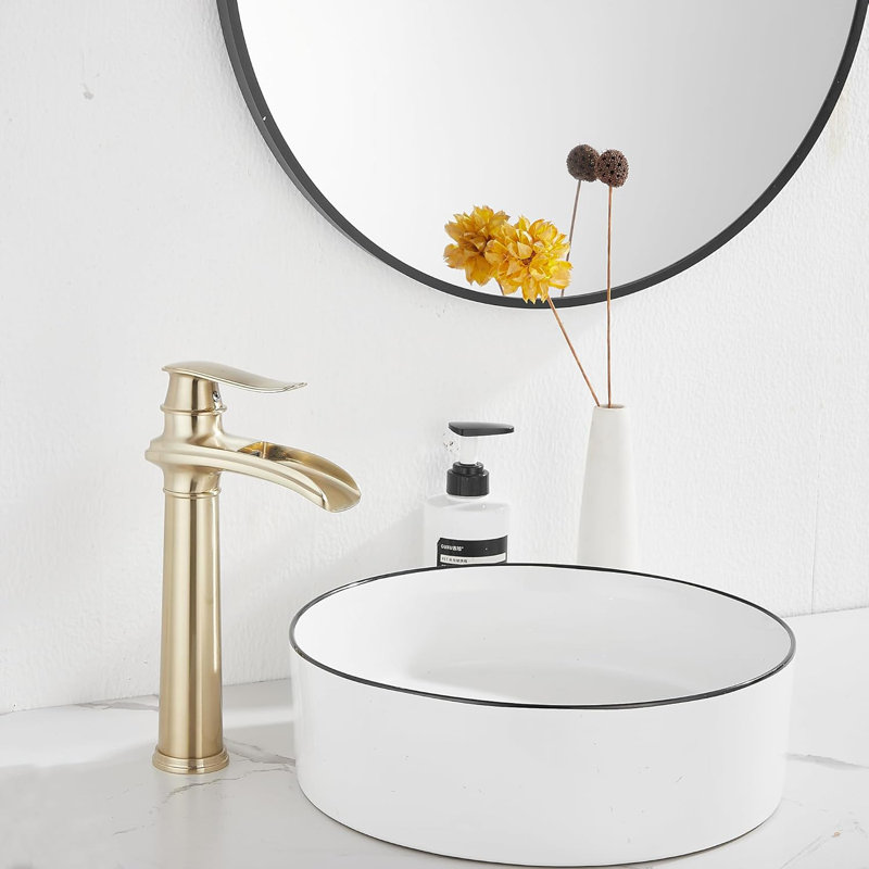 Single-handle Bathroom Faucet with Drain Assembly, Brushed Gold