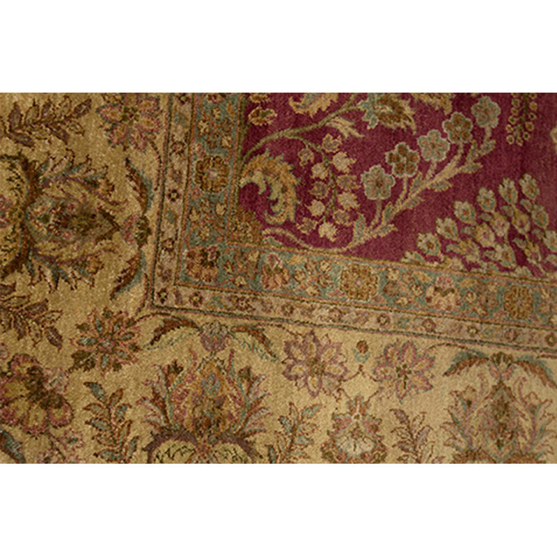 Tapis rouge et vert noué à la main de haute qualité