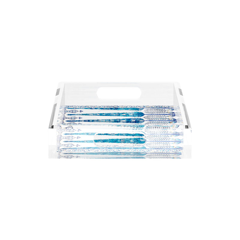 Topkapi Garden Acrylic Rectangle Decorative Tray, 12.5"W x 7.75"D x 2"H