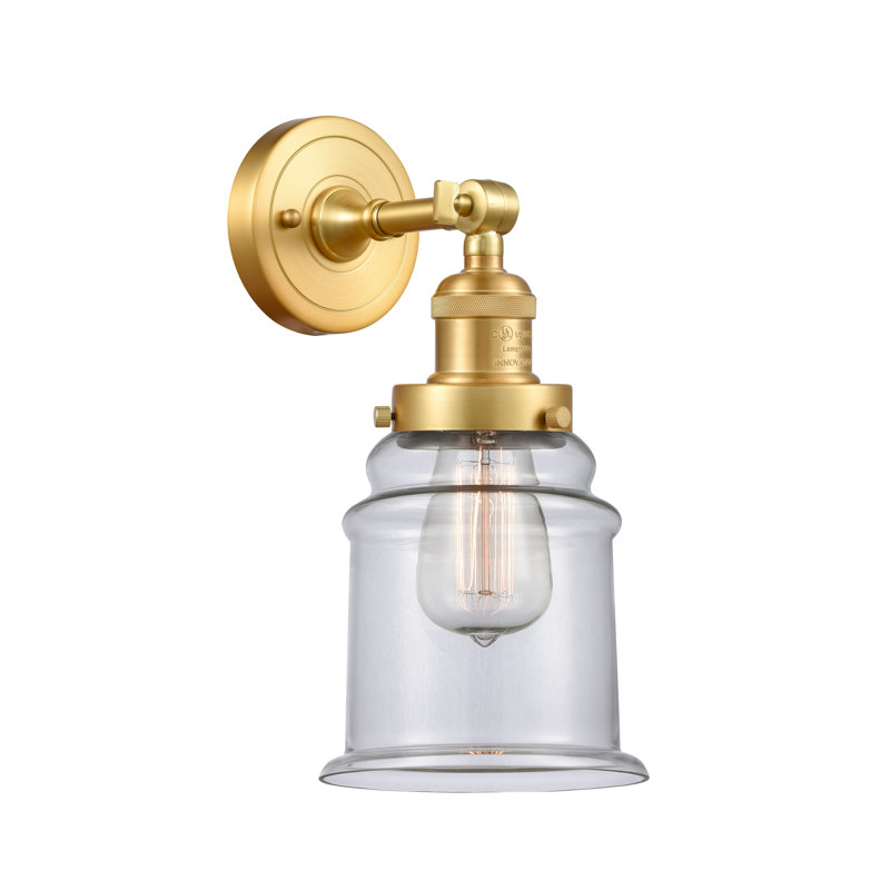 Galaviz Dimmable Bath Sconce, 6 Watt Vinage LED Bulb, Clear, Satin Gold