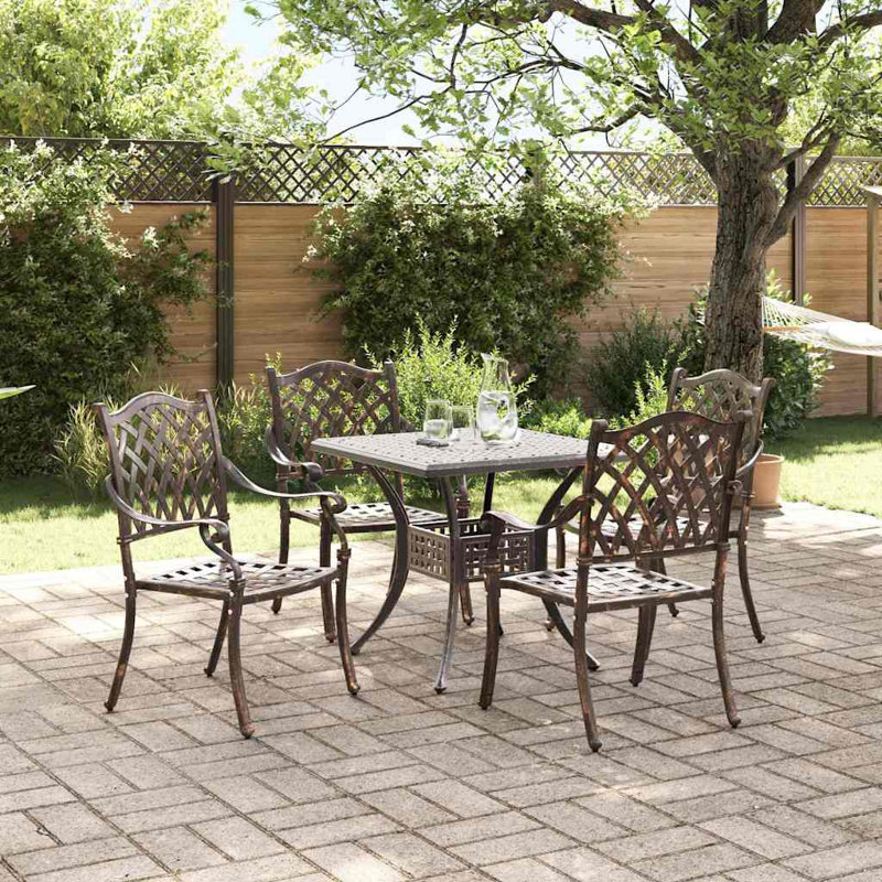 4 - Person Patio Dining Set with Square Table, Bronze