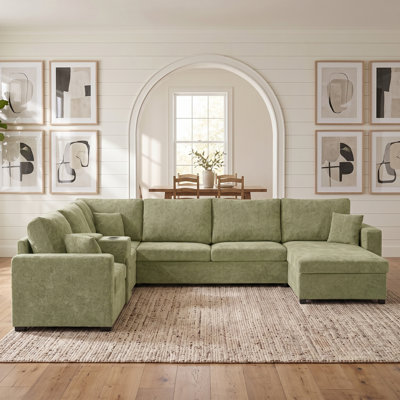 Porte-gobelet modulaire à 5 places avec coussins vert pour le salon