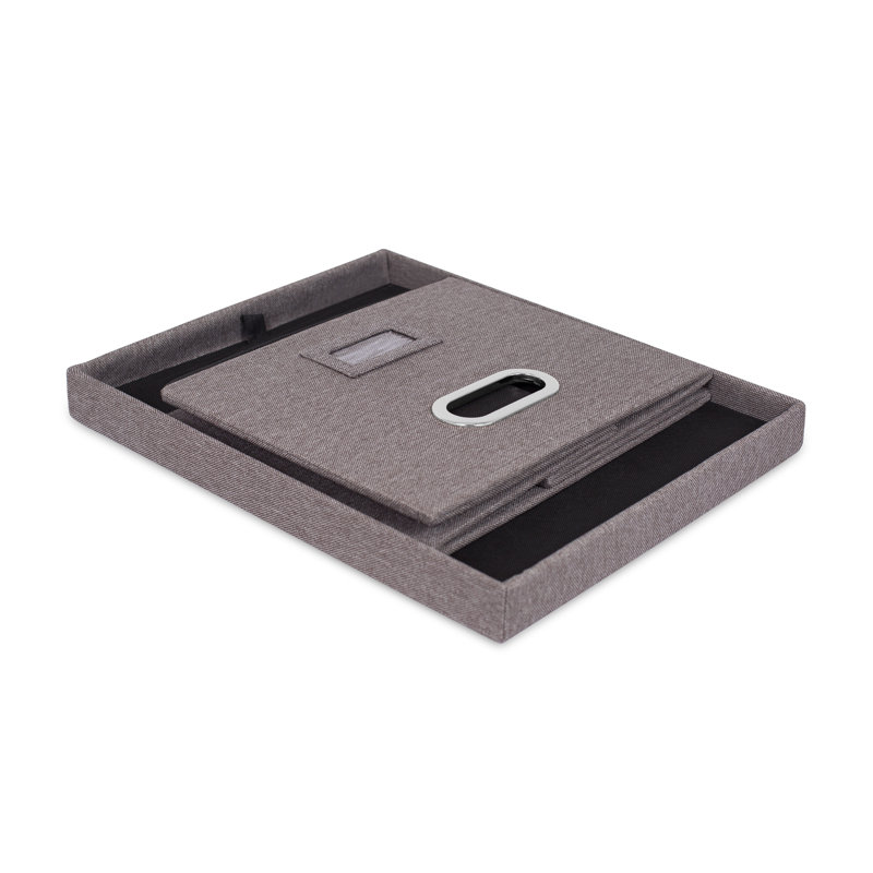 Internet's Best Collapsible File Storage Fabric Box, Light Gray, 4
