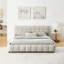 Lit tapissier, base de lit tapissier confortable, tissu chenille, avec tête de lit et base de lit solide. Avec tiroir pour le rangement (88,5 po x 68,5 po x 31 po)-2029329470-2029329468