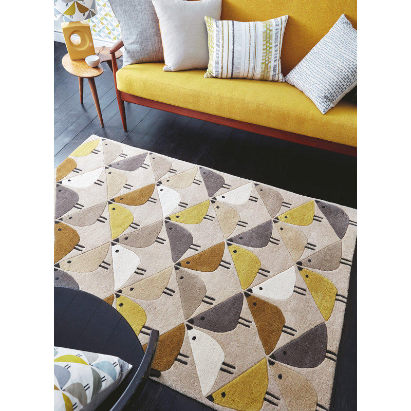 Hand Woven Wool Area Rug, Rectangle 3'11" x 5'11"