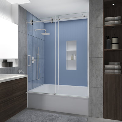 56" - 60" W x 70" H Sliding Frameless Tub Door