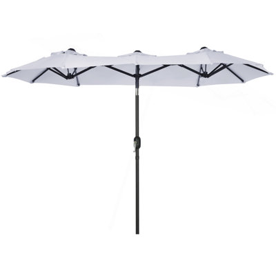 Outsunny Double-Sided Patio Umbrella 9.5' Large Outdoor Market Umbrella With Push Button Tilt And Crank, 3 Air Vents And 12 Ribs, For Garden, Deck, Pool