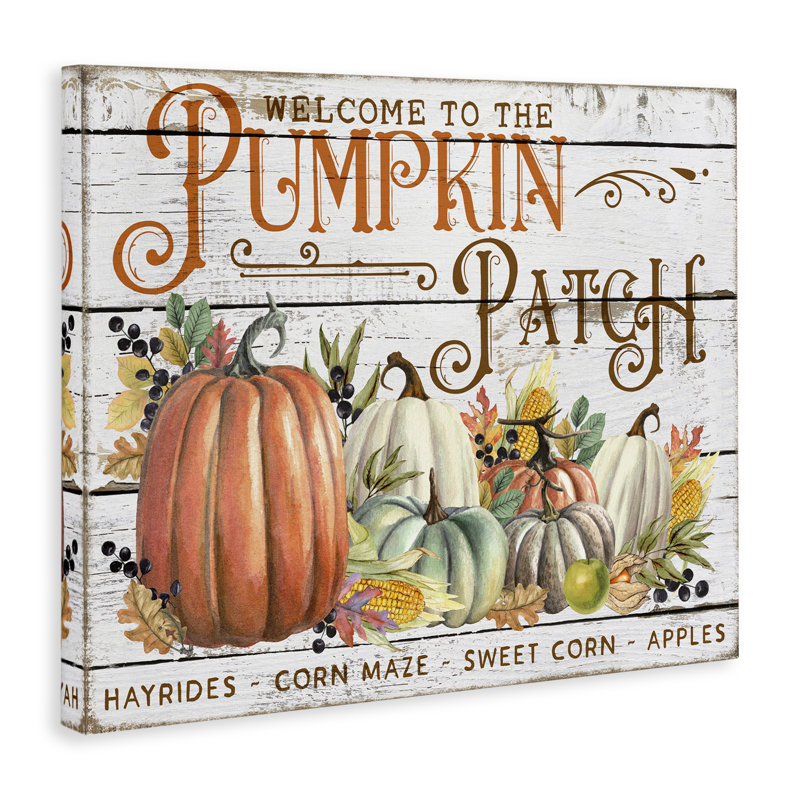 «Welcome Pumpkin Patch», art mural sur toile par Creatif Belle, H 36 po x l 36 po
