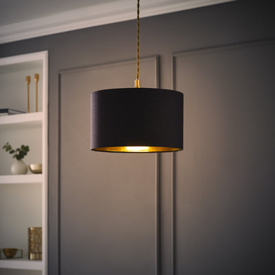 Svana 15cm H Linen Blend Lamp Shade in Black