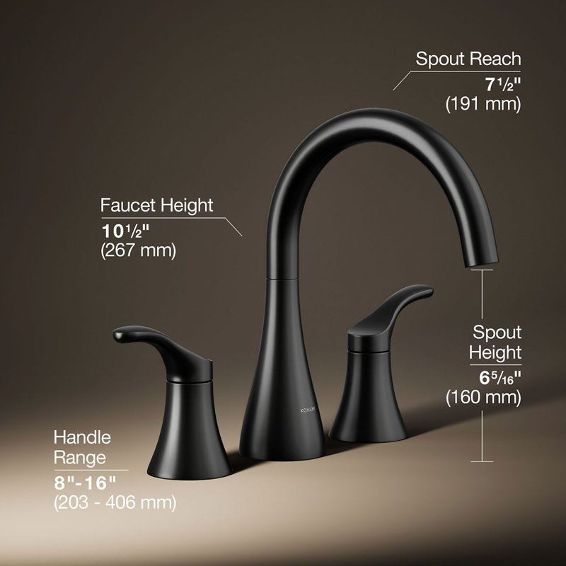 Robinet de baignoire romaine à 2 tablettes Simplice, Noir mat