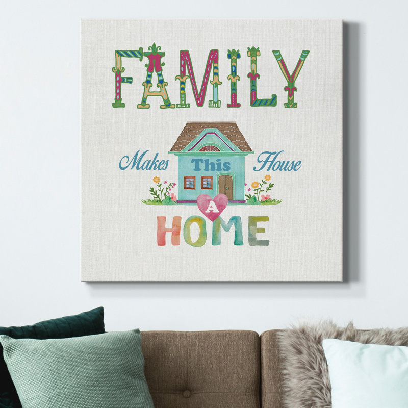 Family - reproduction d'art textuel sur toile tendue, H 32 po x l 32 po x P 1 po