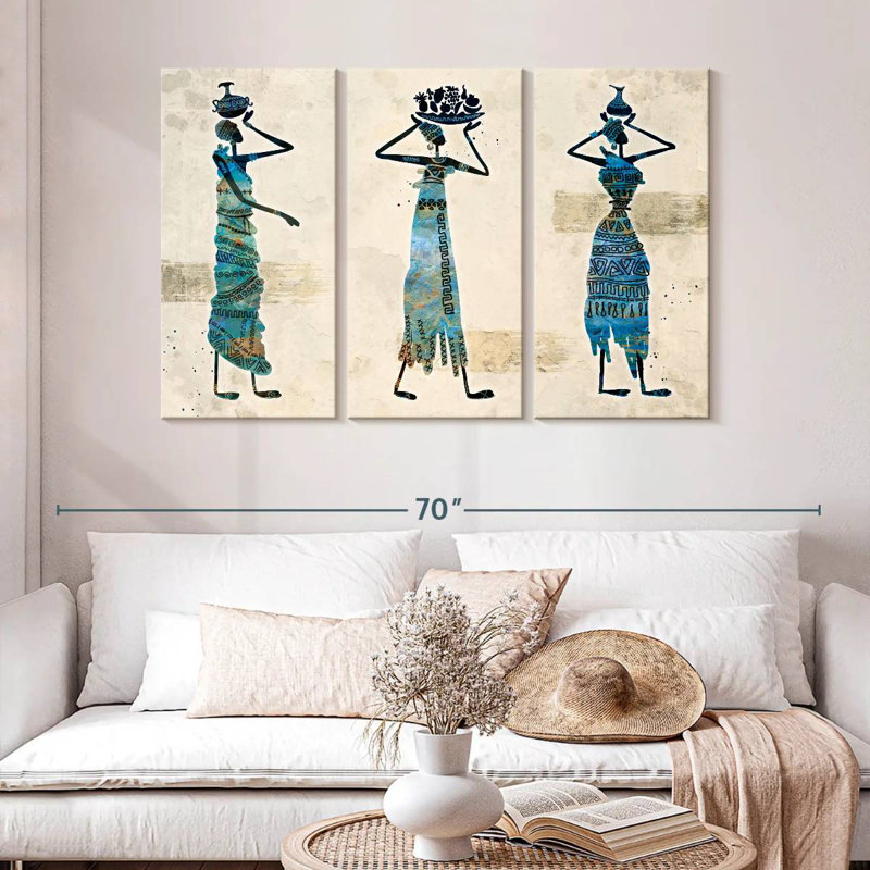 Leisha - récolte africaine bleue, H 32 po x l 50 po