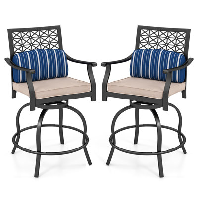 Anujin Patio Bar Stool with Cushion by Lark Manor