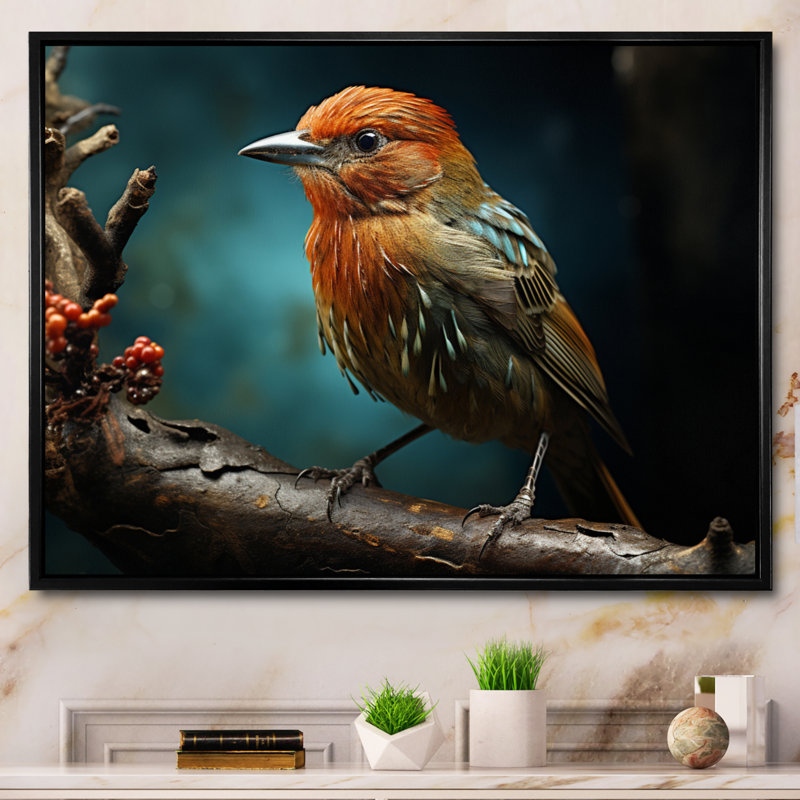 Bird Portrait III - Animals Canvas Wall Art, H 34 po x l 44 po x P 1,5 po, Cadre flottant noir