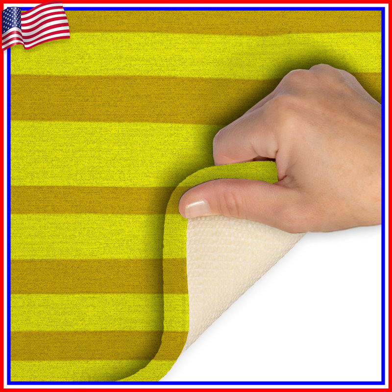 Tapis de bain à rayures, Simple - L 34 po x l 21 po, Jaune clair / rayures dorées