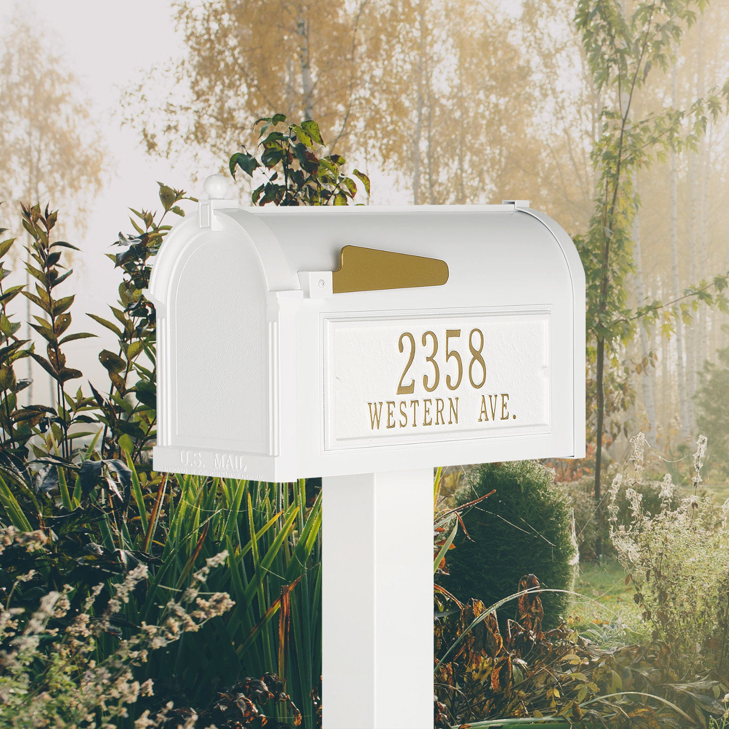 Premium Post-Mounted Mailbox, Yes, White