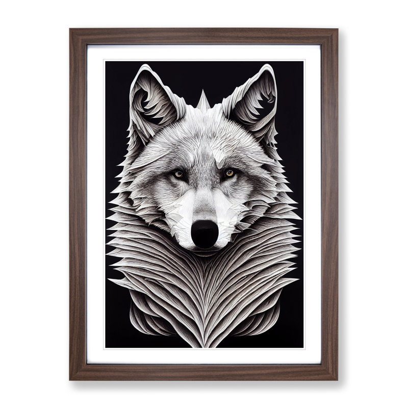 Bust Of The Wolf No.2 - Single Picture Frame Print, Walnut, 64cm H x 46cm W x 2cm D
