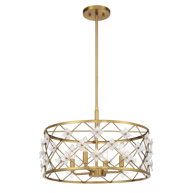  Bailey 4-Light Convertible Semi-Flush or Pendant in Warm Brass