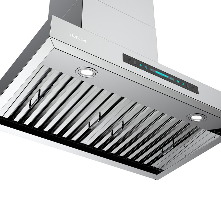 IKTCH 36 900 Cubic Feet Per Minute Ducted Wall Mount Range Hood with  Baffle Filter and Light Included