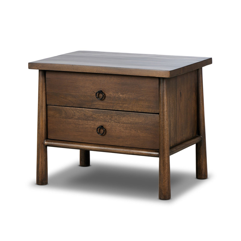 Freddie 2 - Drawer Solid Wood Nightstand, Brown