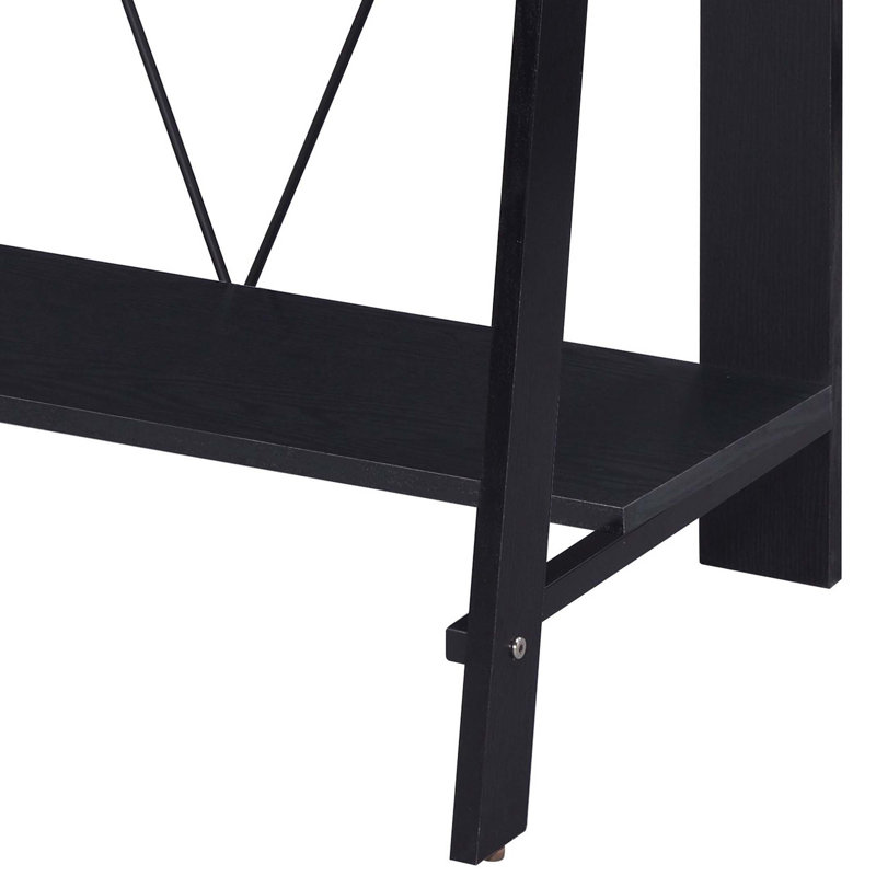 Nypho Antique White& Black Finish Writing Desk, Black