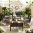 Textilene Garden Furniture Set, Metal Frame Patio Conversation Set With Loveseat
