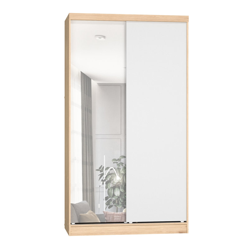 Armoire-penderie Eliason, Blanc / chêne naturel