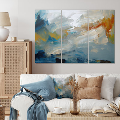 " Comforting Blue Nova Awareness Abstract II " 3 - Pieces