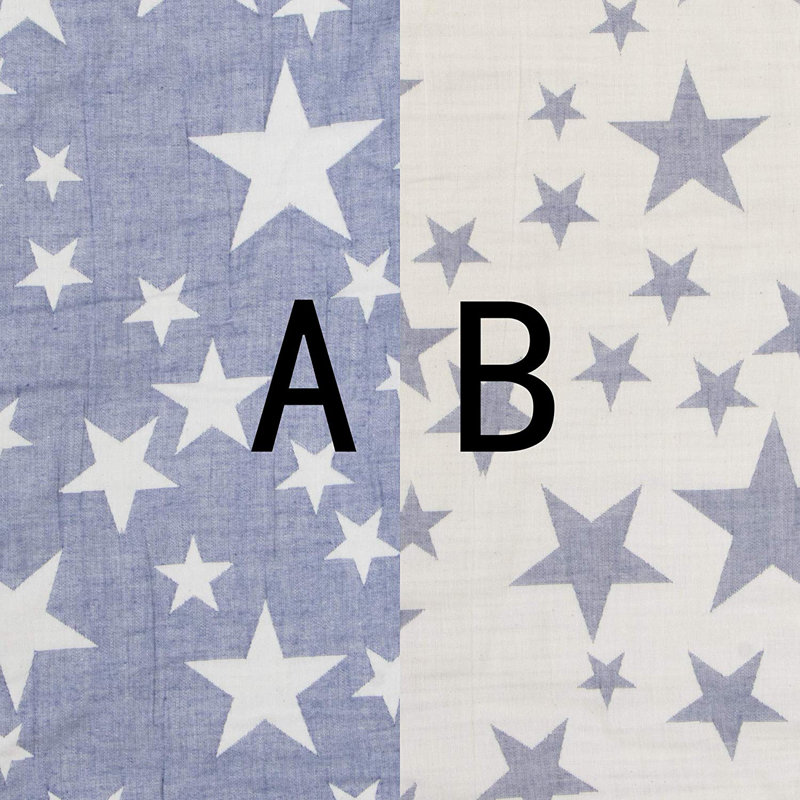 3 Layer Toddler Blanket, Muslin Cotton Jacquard Bed Blankets, 30"x40", Blue Star