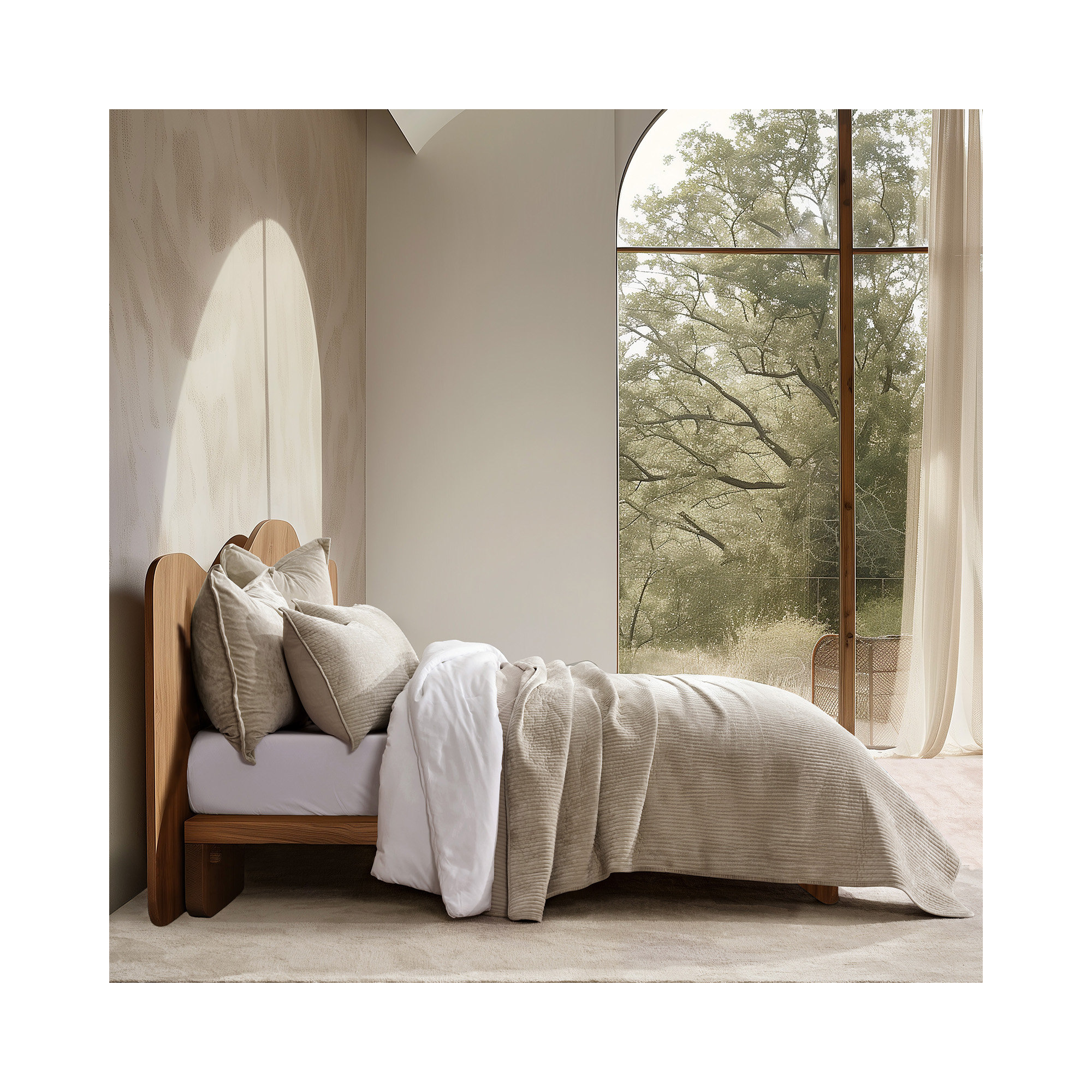 Striped Channel Velvet Quilt Set, Urban Taupe, Queen