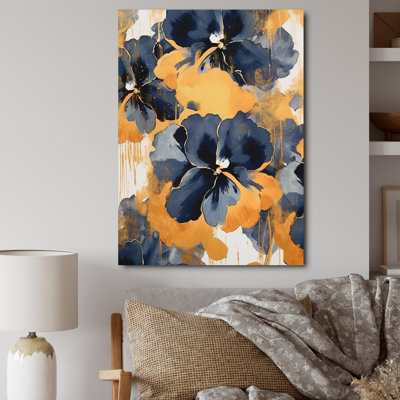 " Black and Yellow Minimalism Pansies II " Mixed Media and Color Photography Print