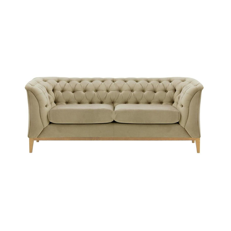 Chesterfield Modern 2 Seater Sofa Wood, Brown