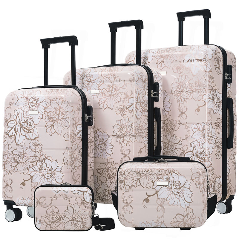Ensembles de valises, nouveau modèle PC 5 pièces, valises rigides, légères, durables, 20 po, 24 po, 28 po avec étuis de 8 po et 14 po, valise avec roulettes verrouillables