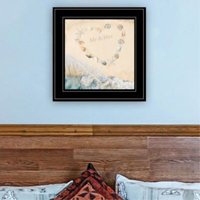 "Le mariage est une plage" de Decor 4U, impression de section encadrée, prête à être suspendue, papier multicolore, cadre noir, 14,89 po X X Hang Illustration 15 pouces