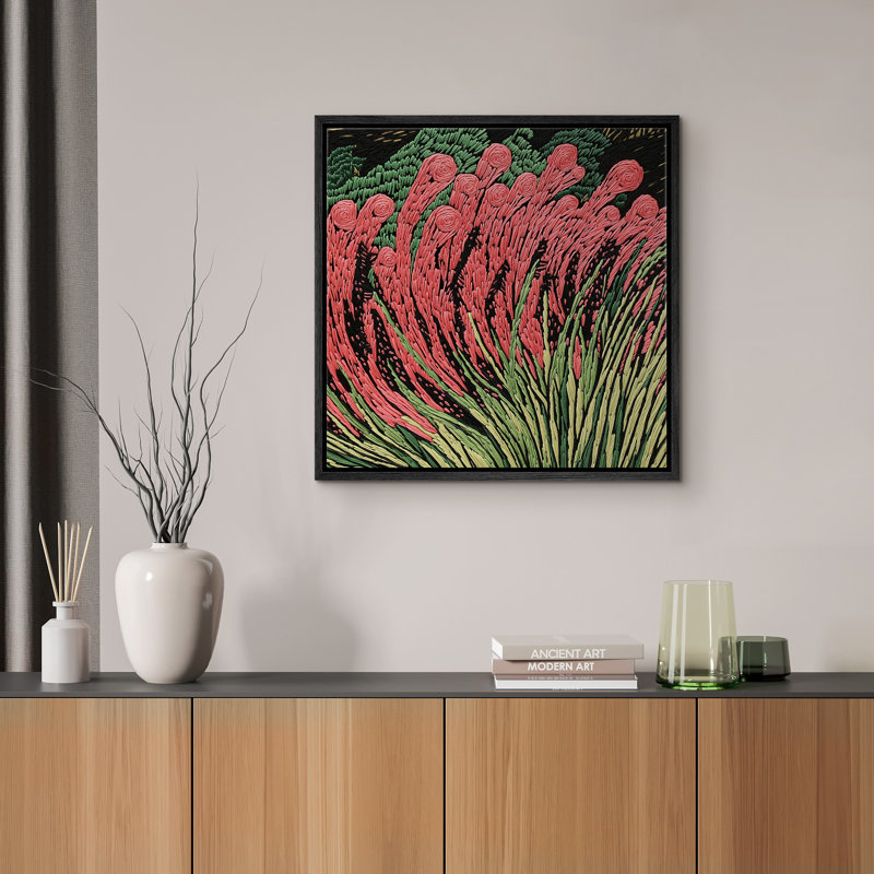 Impression sur toile Stitch Green Plants, Noir, H 24 po x l 24 po