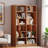 Modern 2 In 1 Wood Bookshelf Cat House With Open Shelves, Cat Houses And Pass-through Cat Holes-1842568694
