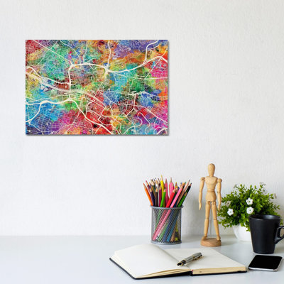Glasgow Street Map II by Michael Tompsett - Wrapped Canvas Gallery-Wrapped Canvas Giclée
