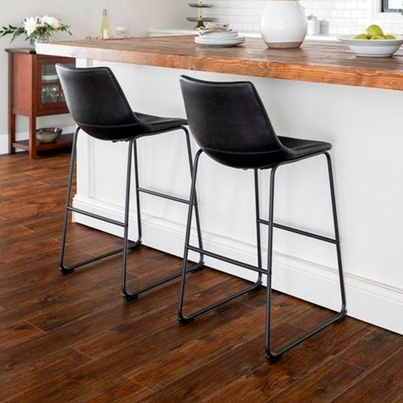 Tabouret de bar et de comptoir Julienn, Noir, Tabouret de comptoir (siège d'une hauteur de 24,2