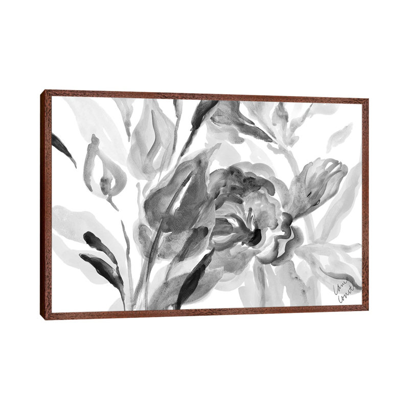 Dark Florals by Lanie Loreth - Painting on Canvas, Classic Brown Wood Framed, 101.6 cm H x 66.04 cm W