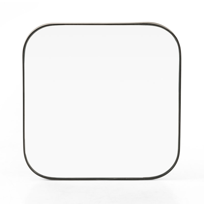 Bellvue Flat Metal Wall Mirror, 47.25" x 47.25", Dark Gray