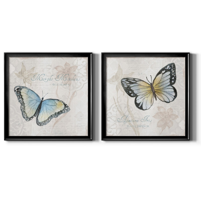 Carte postale papillon III - impression sur toile 2 pièces, Noir, H 30,5 po x l 61 po x P 1,5 po