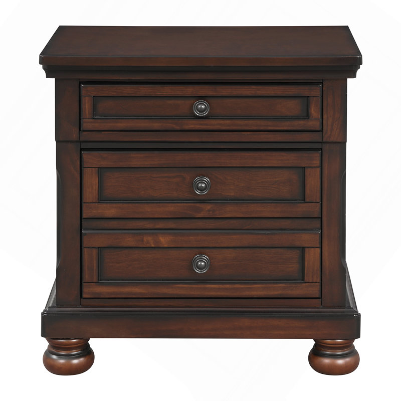 Table de chevet classique avec placage de bouleau brun