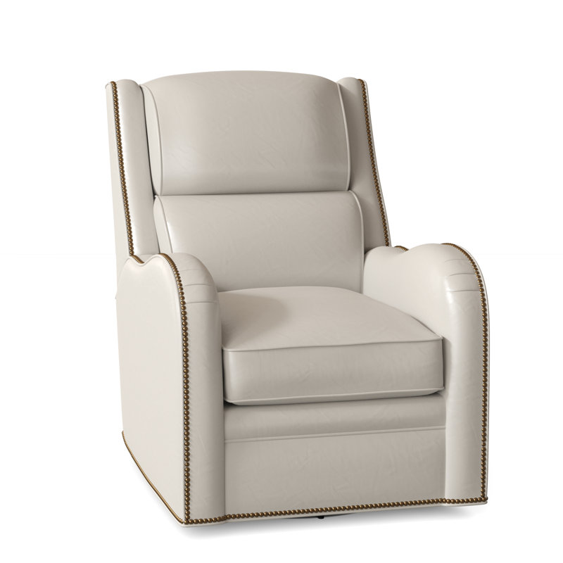 Stellan Recliner, Outsider Raven Genuine Leather, #9 French Natural, Swivel Glider with Manual Recline & Inside Release