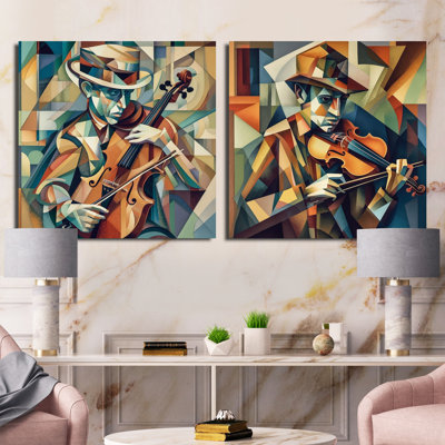 The Modern Violinist - Music Square Collage Set Of 2