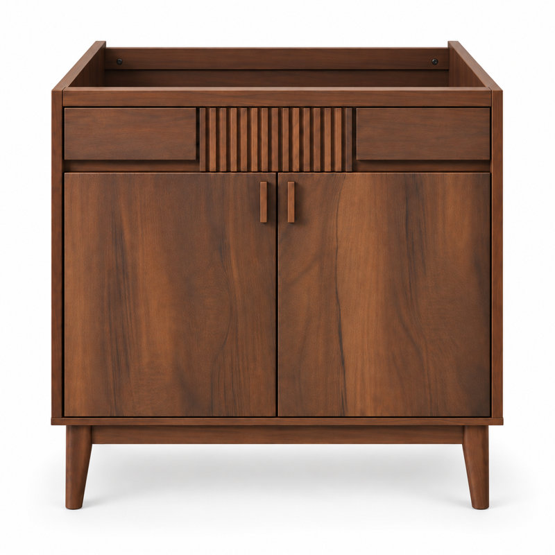36" Mid-Century Modern Single Bathroom Vanity Base