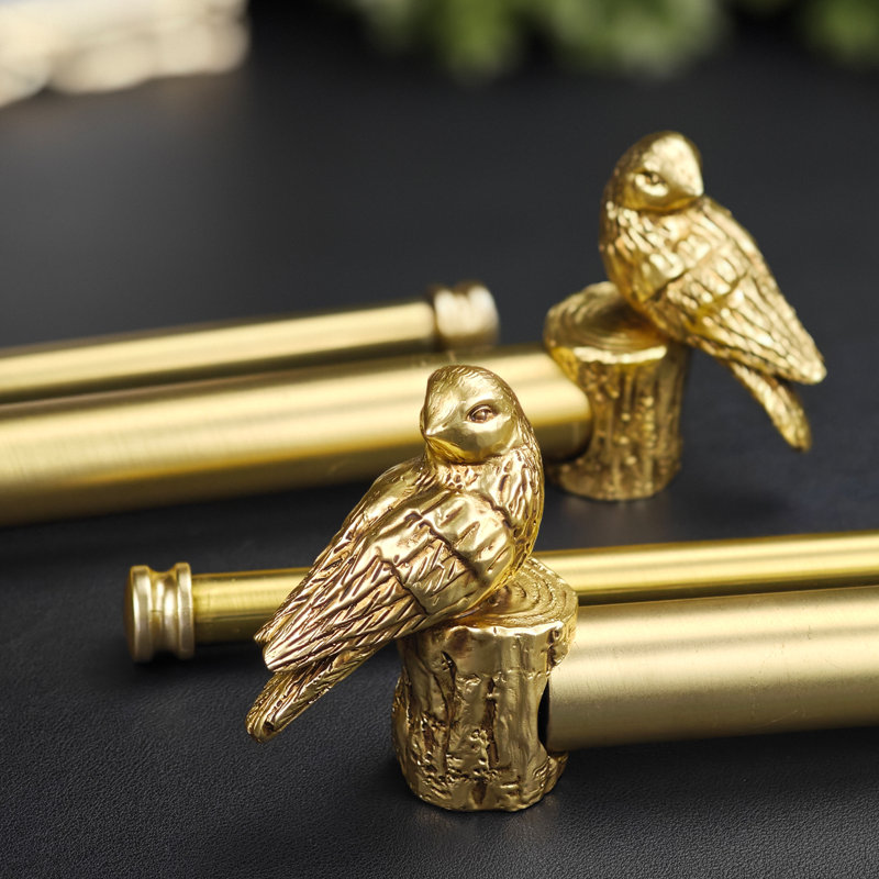 Iron Adjustable 1.12'' Double Curtain Rod, Gold, 72" - 144"