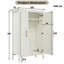 Cream White 2-Door Wardrobe, Modern Armoire with Gold Handles, Storage Cabinet with Hanging Rod & Top Shelf for Bedroom & Entryway