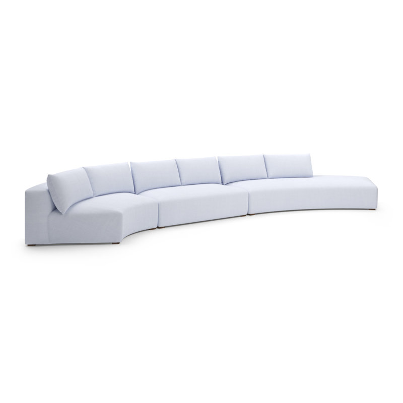 California Curved Sectional, White Polyester Blend