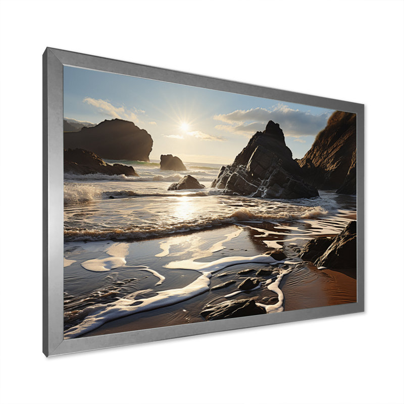 Photo de plage ensoleillée littoral II - paysages, impressions sur toile, H 24 po x l 32 po x P 1 po, Cadre simple argenté