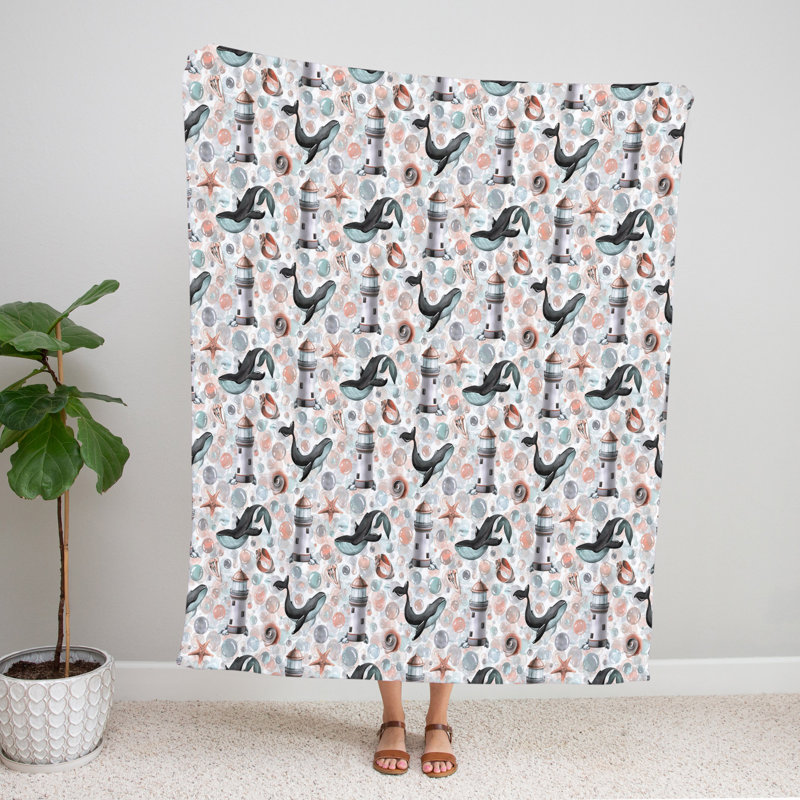 Throw Blanket, 51" W x 60" L, Animal Print/Abstract, Pink/Gray/Blue